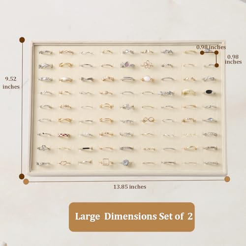 Image of Large Velvet Jewelry Tray Display Drawer Inserts 2 Pack