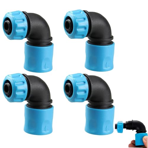 4 Piezas Manguera de jardín Acoplamiento rápido Adaptador en ángulo codo de manguera de 90 grados,conexión de manguera de 1/2 pulgadas,grifo de manguera de jardín, accesorios para riego de jardín