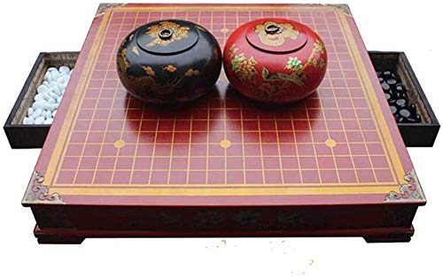 Juego portátil de ajedrez Go Set, Juego de Mesa Antiguo, Tablero de ajedrez de Madera, cajón Grande