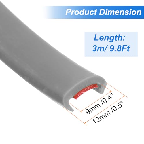 Image of uxcell U-Shape Edge Banding, 9.8ft x 9mm TPE Self-Adhesive Veneer Edging, Plywood Edge Trim Flexible Furniture Edge Protector for Countertop Cabinet Shelf Repair Restoration (Grey)