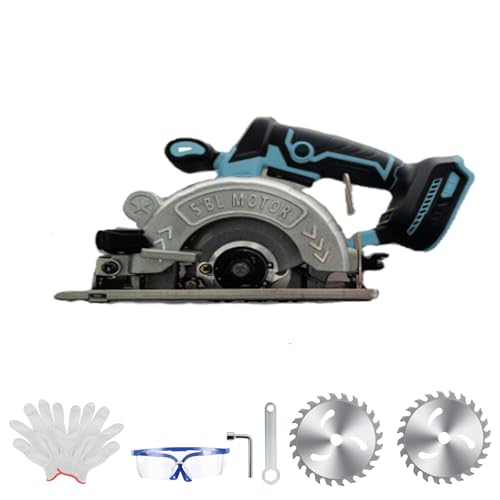 Akku Kreissäge 41mm Kompatibel mit Makita 18V Lithium-Akku(Ohne Akku), Bürstenlose Mini-Kreissäge Handkreissäge mit 2 Sägeblättern(125mm), mit Diagonal Schneiden, 6200RPM, Ideal für Schneiden Holz