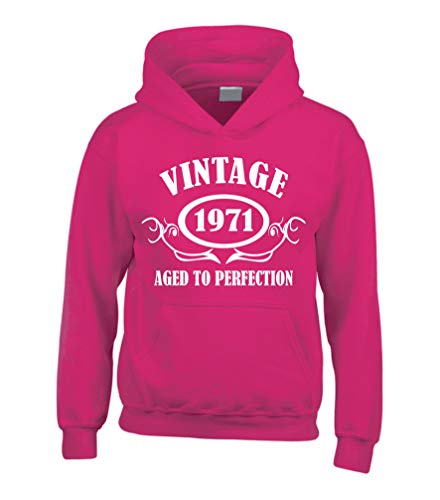 Sweat à capuche Vintage 1971 rose XS aux finitions soignées pour adulte