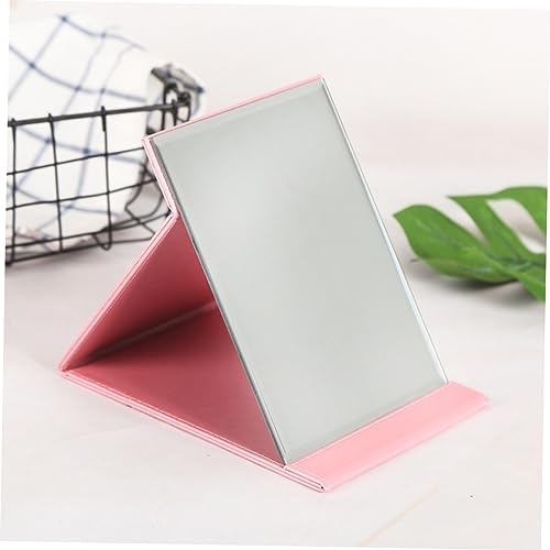 Espejo de maquillaje plegable de cuero PU rosa grande Nolitoy miniatura 6