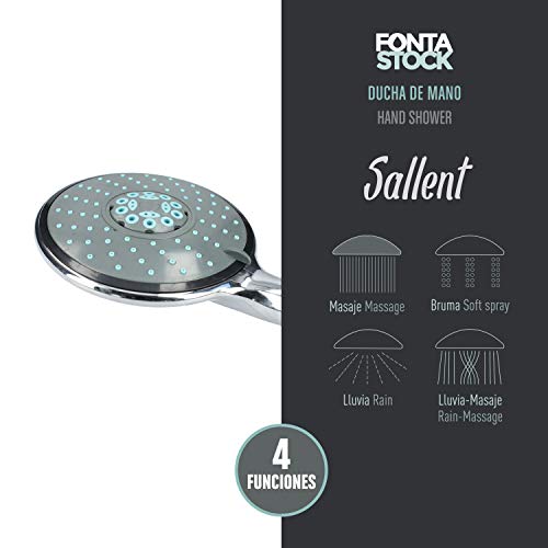Fontastock FSKFAB008 XL Handheld Shower Head with 4 Water Mode Positions for Bathroom Massage, Mist, Rain, Rain and Massage - Image 2