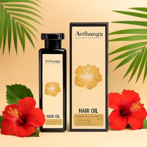 Image of Asthanga Hair OilI I Handmade Ayurvedic | Hibiscus Hair Growth Oil for Women & Men I Promotes New Hair Growth & Strengthens Hair | Insomia & Stree Reliever & Controls Hair Fall | Suitable for All Hair Types-200 ml