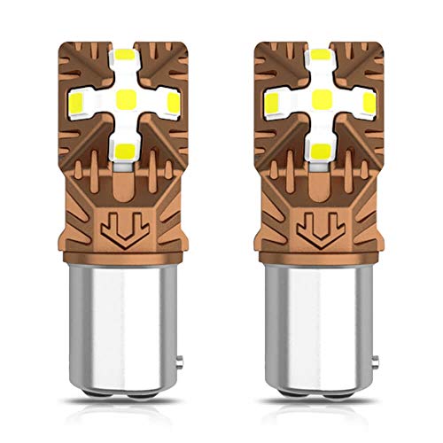 LASFIT White 1157 2057 2357 7528 BAY15D LED Bulbs Polarity Free 6000K Super Bright Use for Back Up Reverse Lights Daytime Running Lights Parking Light (Pack of 2)