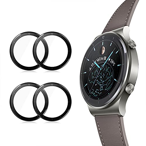 OCOLOR 4 Packs Smart Watch Screen Protector for Huawei Watch GT2 Pro 46mm Tempered Glass Case Friendly 9H Hardness HD Clear Anti-Scratch Bubble Free Tempered Glass Film for Watch GT Two Pro Watch GT2 Pro Classic