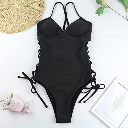 Traje de baño enterizo fashion para mujer color sólido swimwear de playa 7