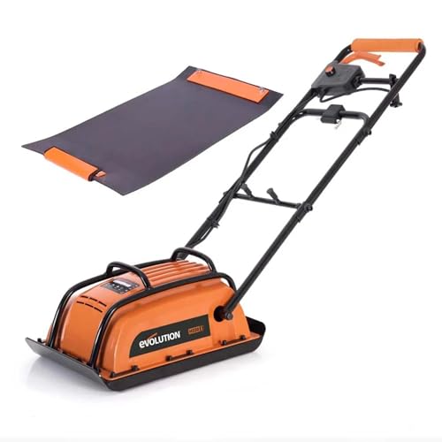 Evolution Power Tools H320-E Hulk Electro Plate Compactor landscaping tools Ideal For Levelling Pavement Artificial Turf Ground Preparation Patio Blockwork Sand Soil & More Pad Bundle