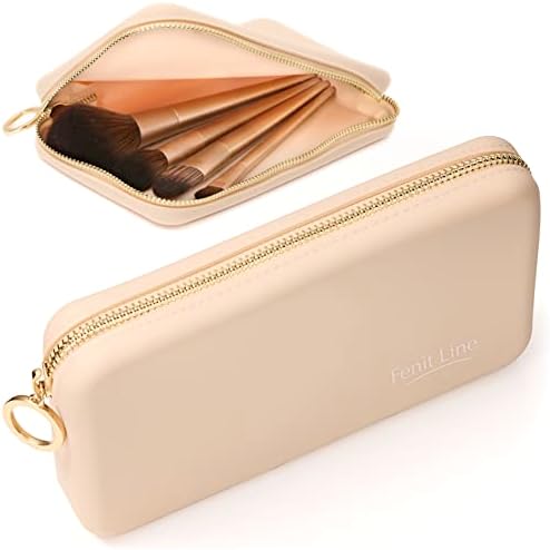 Fenit Line Large Silicone Makeup Brush Holder with a Secure Zip, Perfect as a Travel Brush Holder. Your Brushes Will Stay Projected & Organized