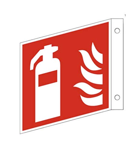 MBS-FIRE Feuerlöscher Fahnenschild Nach ISO 7010 Nachleuchtend Oder Nicht Größe: 150x150 Oder 200x200mm Farbe: Nachleuchtend