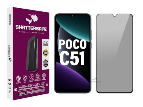 Image of Anti-Spy Privacy Tempered Glass Screen Protector Compatible For Poco C51 [Pack of 1]. 9H Hardness, Anti-Scratch, Edge-to-Edge Protection With Easy Installation Kit & Case Friendly Fit.