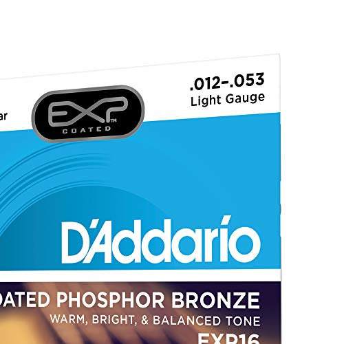 Image of D'Addario EXP16 Coated Phosphor Bronze Acoustic Guitar Strings, Light, 12-53