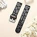 DaQin Bands Compatible with Samsung Galaxy Watch 7 6 5 4 40mm/Watch 6 Classic 47mm/Watch 4 Classic/Active 2, 20mm Glossy Floral Engraved Silicone Strap for Galaxy Watch 6 Band Women, Black