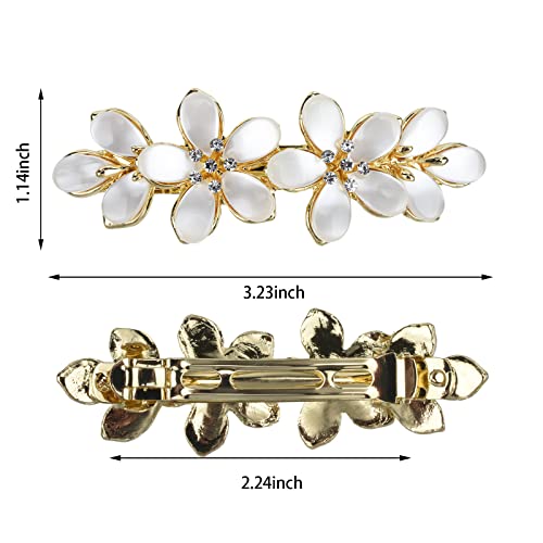 Vintage Hair Barrettes, Opal Hair Clips French Crystal Flower Hairpin Hair Accessories For Women Girl #TOP2