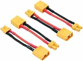 Alta Corriente Modelo Set De 4 Adaptadores XT60 A JST BEC - Conectores Dorados, Cable 15cm 20AWG | Para Baterías De Polímero De Litio, Alta Corriente Adaptadores Batería