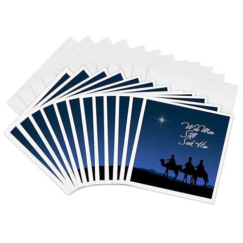 3dRose Wise men still seek Him Magi following the Christmas star - Greeting Cards, 6 x 6 inches, set of 12 (gc_30754_2)