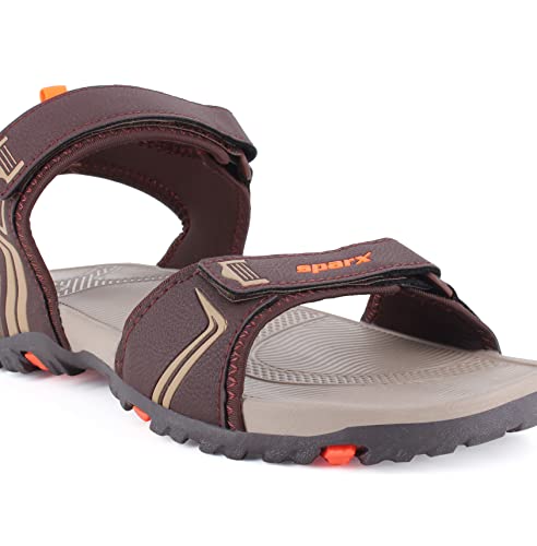 Image of Sparx Men's Sandal, Brown Neon Orange, 6 UK
