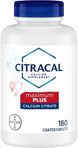 Citracal Maximum Plus Highly Soluble, Easily Digested, 630 mg Calcium Citrate With 1000 IU Vitamin D3, Bone Health Supplement for Adults, Caplets, 180 Count