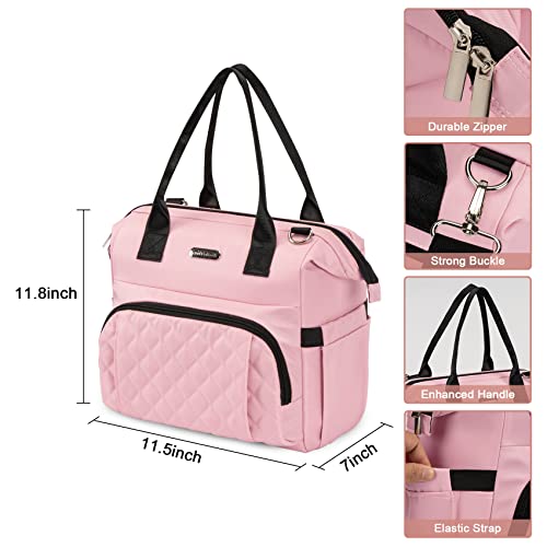 Honymum Lunch Bag Women,16L Insulated Lunch Box Tote Bag For Work,Leak Proof Lunch Cooler Bag With Bottle Holder&Adjustable Shoulder Strap,Lunchbag,Adult Lunchbox For Picnic,Beach,Pink #TOP2