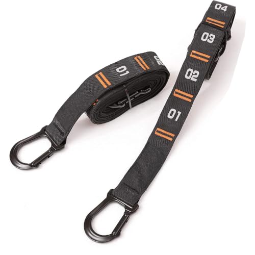 Image of Adjustable Numbered Straps for Gymnastic Rings Steel Carabiners Quick Hook System Easy to Set Up One Pair Strap Only (Orange)