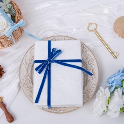 Image of QIANF Vintage Sapphire Blue Velvet Ribbon, 3 /8 Inch X 25Yd