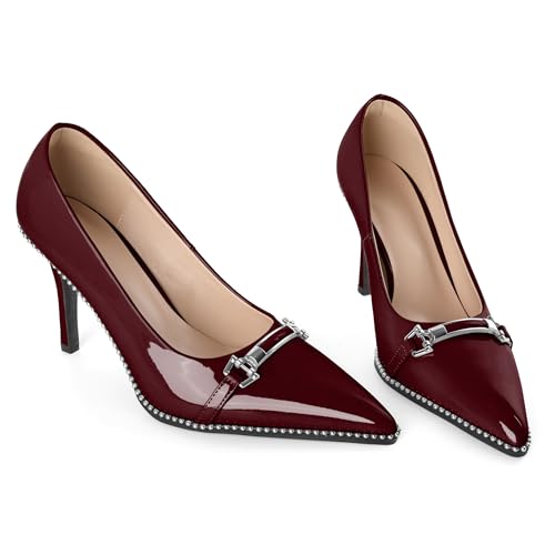 Image of Women's High Heel Pumps Stiletto Heel Pumps for Women Pointed Toe Heels Elegant Classic 3.5 Inch Beaded Pumps