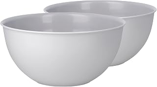 Kitchen bowl set of 2 pieces, Ø 13 cm, made of plastic, ideal as a breakfast bowl, salad bowl, mixing bowl, round plastic bowl, dishwasher safe (0.5 l, grey)