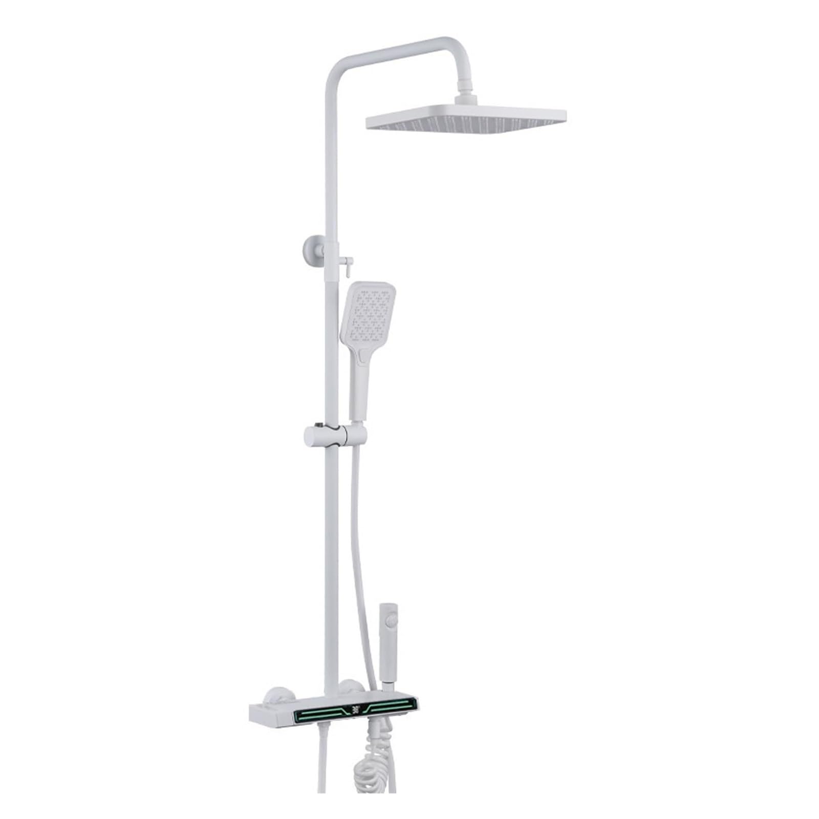 Blekwetaat Wei� Shower Head Shower Faucet Set Thermostatic,Rain Shower Head, Hand Shower,Bathroom Shower Fixture With Height Adjustable Shower Rod(Wei�)