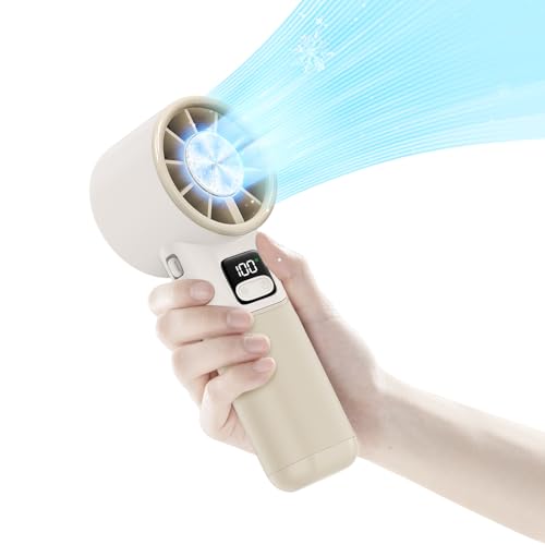 GKT Ventilateur Portable, Vitesse Régulable (1-100), Mini Ventilateur Pliable, Affichage Numérique, Idéal pour Voyages/Maison/Bureau/Camping (Blanc)