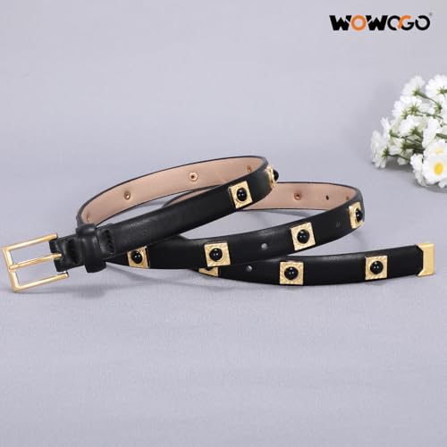 Studded Belt for Women Skinny Leather Belt Fashion Punk Thin Ladies Belt for Jeans Pants Dresses4