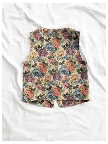 GORGLITTER Women's Floral Bow Tie Front Vest Vintage V Neck Sleeveless Tank Top2