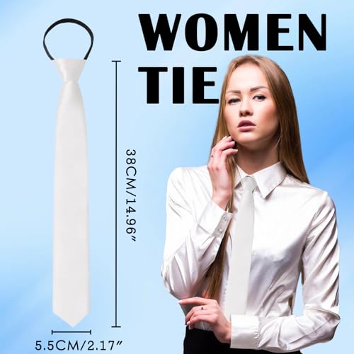 Image of Luckyvestir Womens Tie, Pre Tied Black /Red Ties for Women Adjustable Zipper Womens Necktie