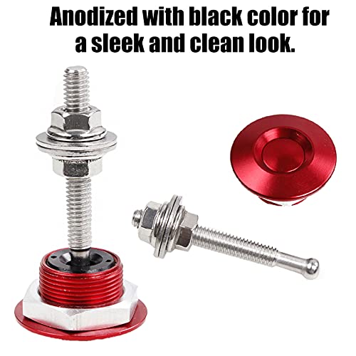 Muge Racing Quick Latch Hood Pins 1.25 Inch Universal Aluminum Vehicle Hood Pins,License Plate Lock Clip, Push Button Bonnet, Quick Release Lock Latch Bumper 2Pcs (Red) #TOP3