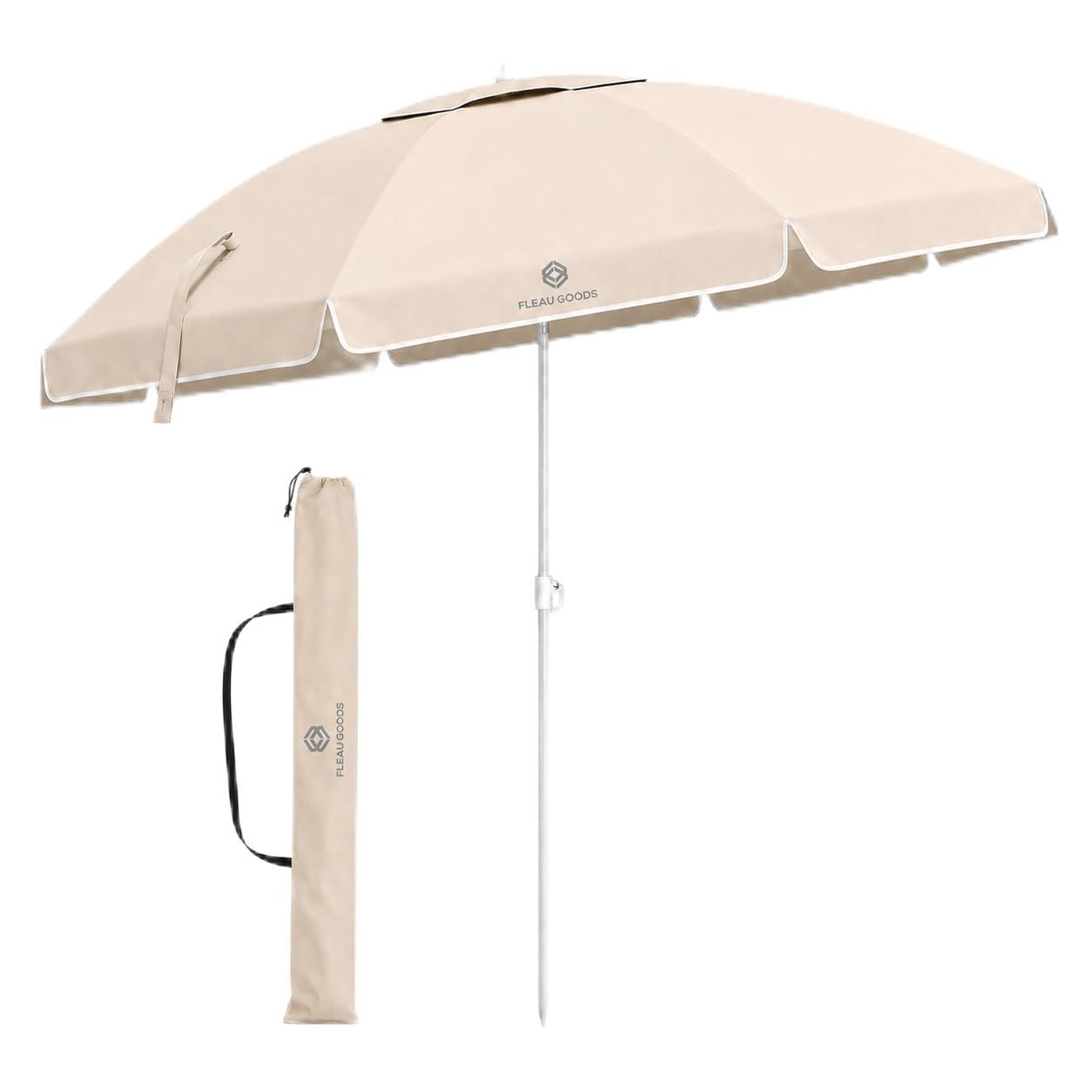 Fleau Set de playa protección solar 175 cm - Set de sombrilla - Incluye base y funda - Set de playa con esterilla de playa