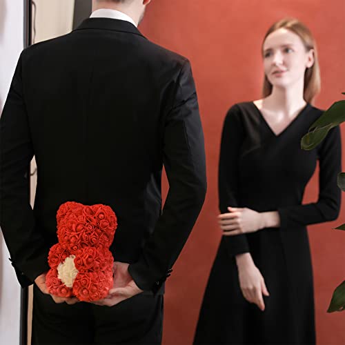 U Uqui Rose Bear Gifts For Her, Flower Bear Rose Teddy Bear With Box Lights Necklace Balloon Card, Cute Romantic I Love You Anniversary Birthday Gifts & Decorations #TOP4