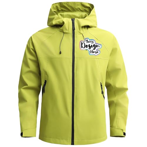 Custom Mens Lightweight Windbreaker Waterproof Rain Jacket Hooded Outdoor Mountain Hiking Raincoat Print Your Logo Text