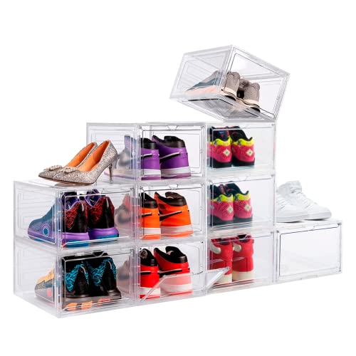 PAIDE P Organizador Zapatos Pack 10. Cajones de Almacenaje de Calzado, Expositor para Zapatillas y Sneakers (Transparente)