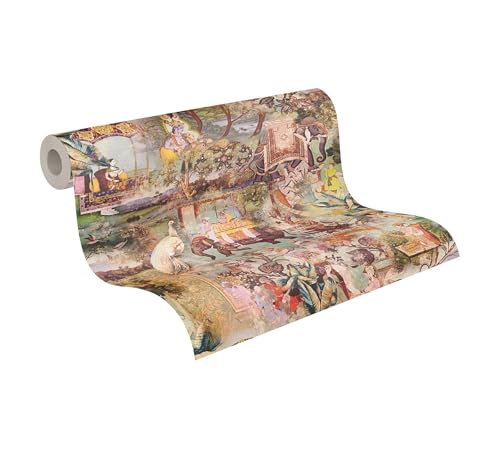 A.S. CréAtion Carta Da Parati In Tessuto Non Tessuto, Orientale, Verde, Marrone, Vintage, Per Soggiorno, Ufficio, 381734, 10,05 X 0,53 M, Made In Germany - 5