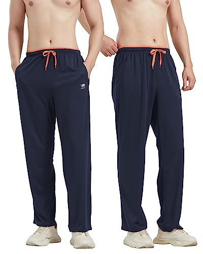 Men’s Athletic Pants with Zipper Pockets Open Bottom Lightweight Sweatpants, for Workout, Running, Gym, Training4