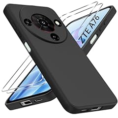 LYJERRY Cover + 2Pcs Vetro Compatibilità con ZTE Blade A76 5G Cover Nero Custodia piu Vetro temperato protezione Pellicola protettiva Vetrino