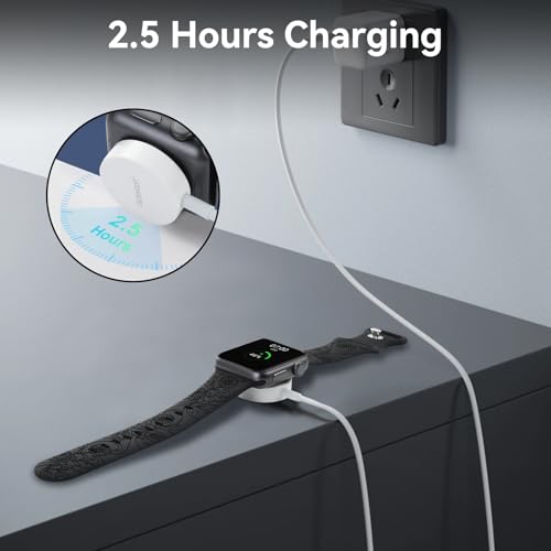 aceyoon oplader voor Apple Watch, magnetische oplaadkabel USB C & USB A iWatch-opladerkabel 1 m draagbare draadloze reisoplaadkabel compatibel met Apple Watch Series 9 8 7 6 5 4 3 2 SE Ultra - Afbeelding 5