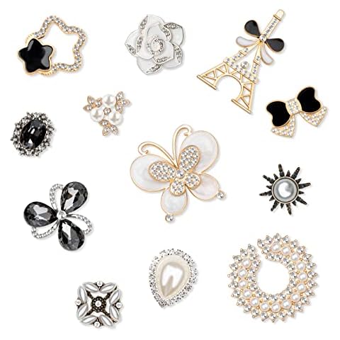 INMAKER Shoe Charms for Crocs Women and Girls, 12 PCS Bling Shoe Charms for Crocs Clogs, Fashion Bling Shoe Decoration Charms for Kids and Teen Girls Birthday Gift Cover