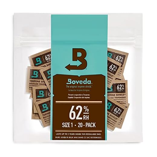 Boveda 62% Two-Way Humidity Control Packs For Storing 1/8 oz – Size 1 – 20 Pack – Moisture Absorbers for Small Storage Containers – Humidifier Packs – Hydration Packets in Resealable Bag