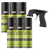LAUCO Rubberized Undercoating Black 15oz Aerosol Spray Paint Can with Aerosol Spray Gun - Pack of 6