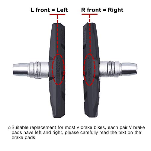 PLATTBK Bike Brake Pads 2 Pairs with Installation Tool No Noise Long 70mm Rubber Durable V-Brake Pads for Mountain Bicycle - Image 3