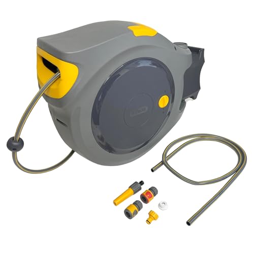 Hozelock Auto Rewind Wall Mounted Garden Hose Reel 40m Watering Hosepipe
