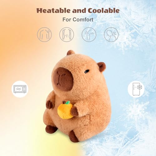 Image of SuzziPals Heatable & Coolable Orange Capybara Plush, Microwave Heating Pad Stuffed Animals for Soothing & Relaxation, Cute Plushies Capibara for Stress Relief, Capybara Gifts for Girls & Boy