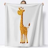 Generisch Fleece Kuscheldecke, Weich Wohndecke Minimalistisch Niedlich Tiere Giraffe Tagesdecke für Kinder Mädchen Jungen Jugendliche - überwurfdecke Weiß Decke für Sofa Couch & Bett, 150 x 200 cm