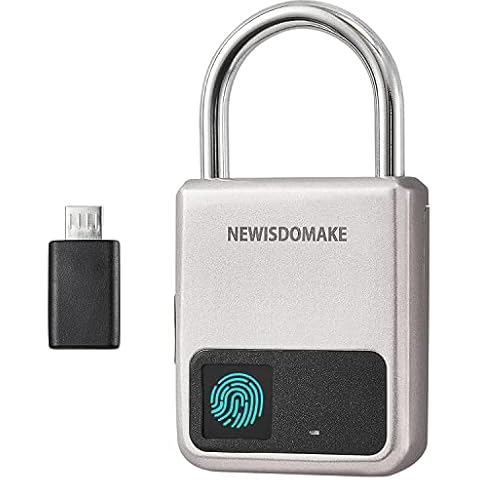 Fingerprint Padlock, Smart Padlock with USB Charging Support, Fingerprint Lock, Biometric Lock Suitable for Luggage, Bookcase, Suitcase, Backpack, Bike, School Locker, Gym Locker Lock(Gold) Cover